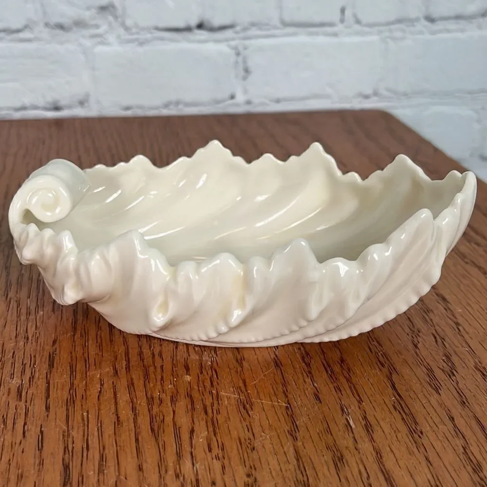 Lenox Acanthus Leaf 6” Candy Dishes Set of 4 blue stamped Vintage Ivory Wave
